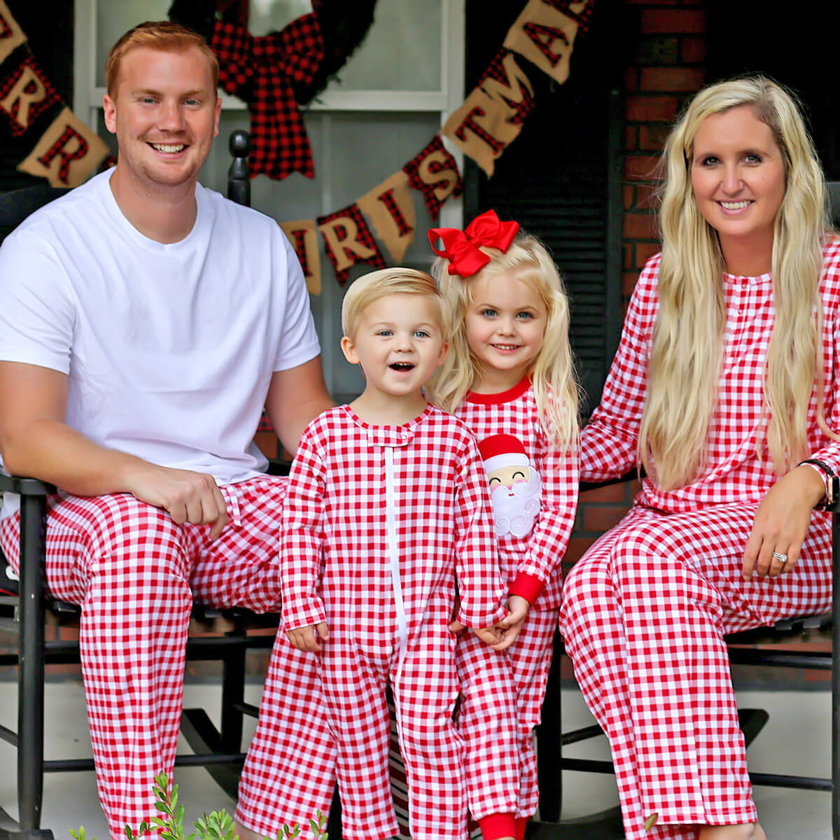 Red Gingham Knit Adult Pajama Pants
