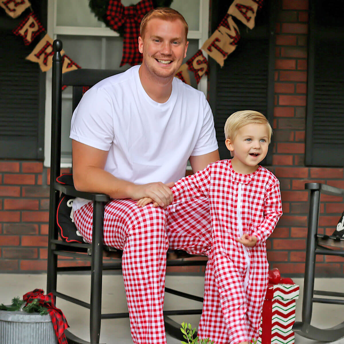 Red Gingham Knit Adult Pajama Pants