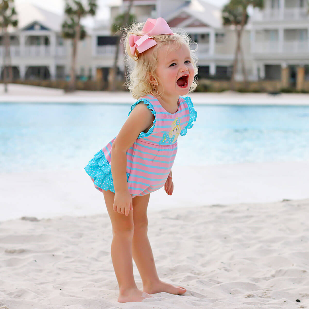 Under The Sea Mermaid Pink Knit Ruffle Bubble