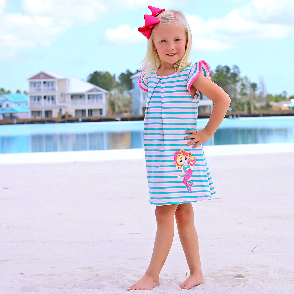 Mermaid Applique Stripe Dress