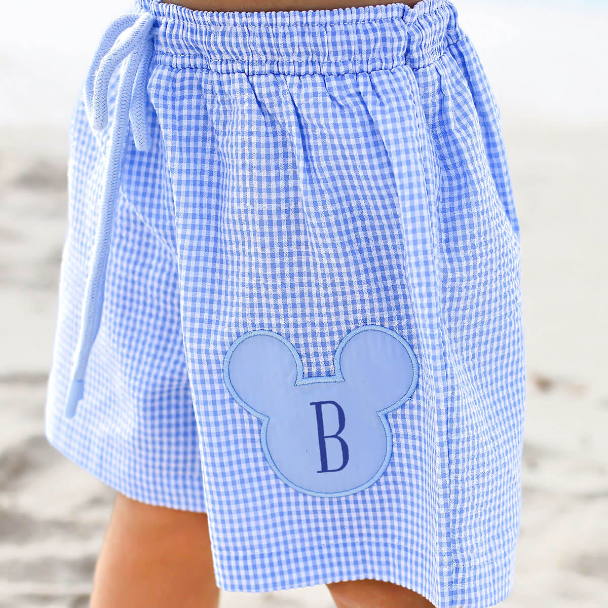 Mouse Ears Blue Gingham Swim Trunks