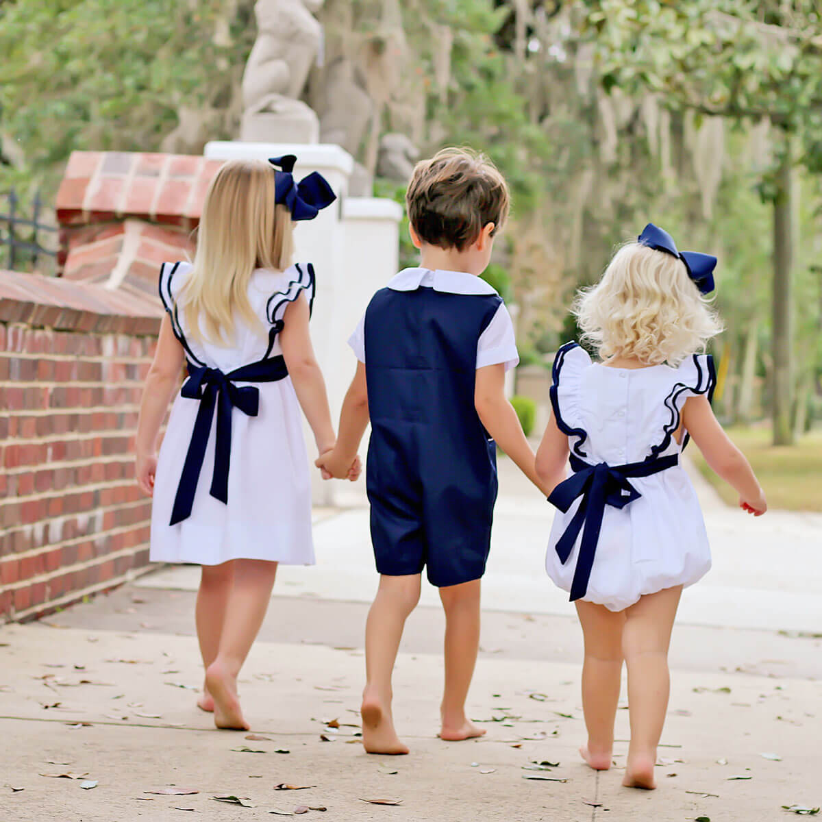 Navy Pique Jon Jon with White Piping