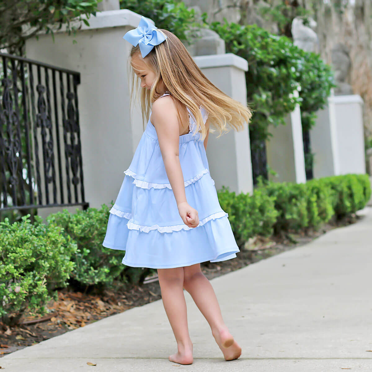 Callie Tiered Ruffle Dress Blue