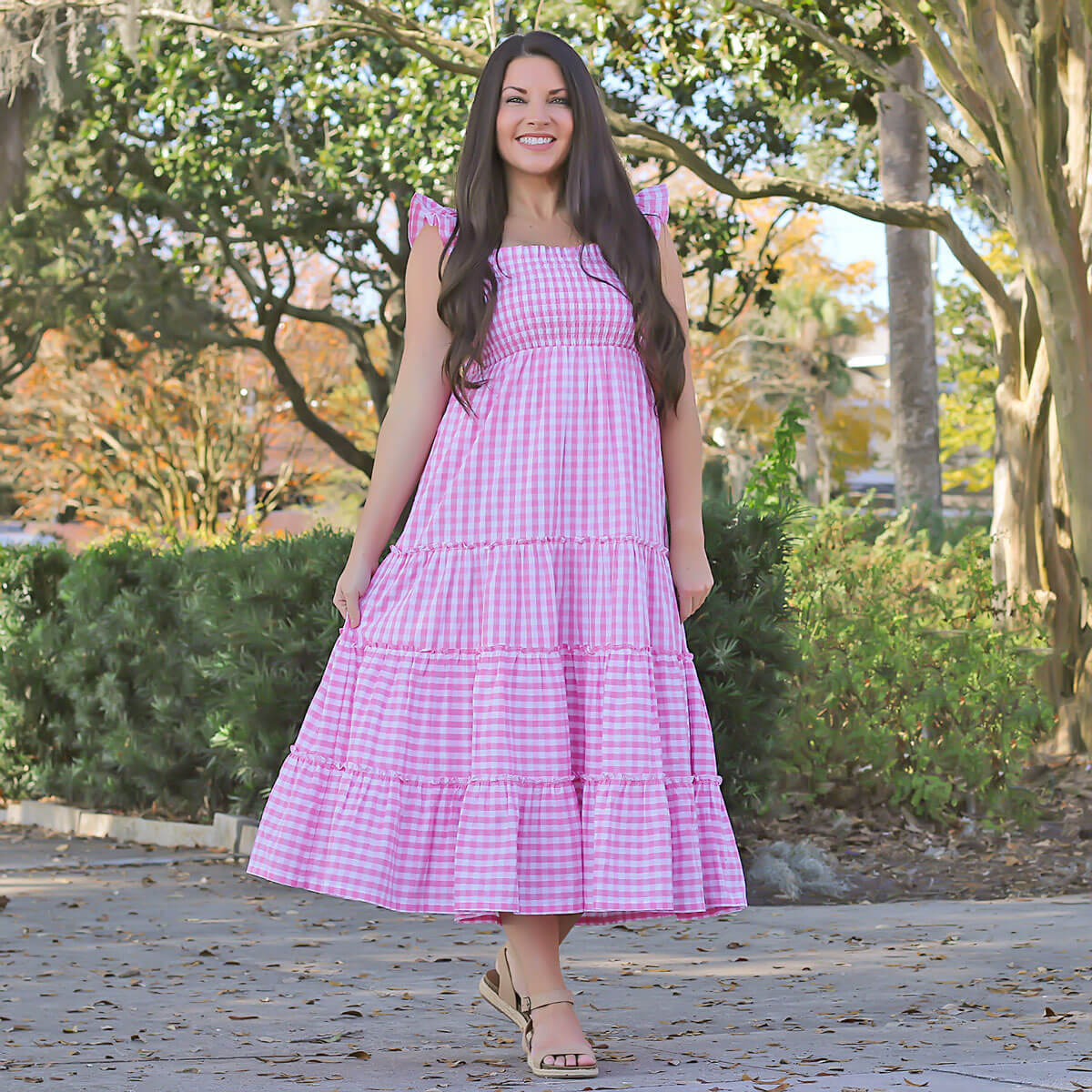 Pink Gingham Willow Women's Dress