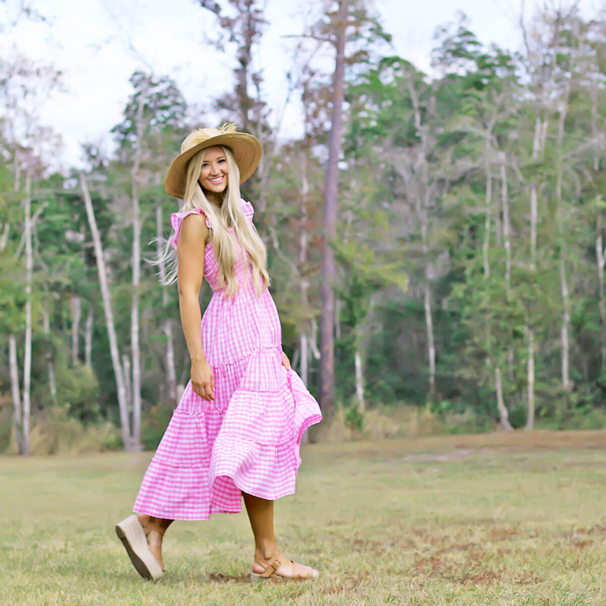 Pink Gingham Willow Women's Dress