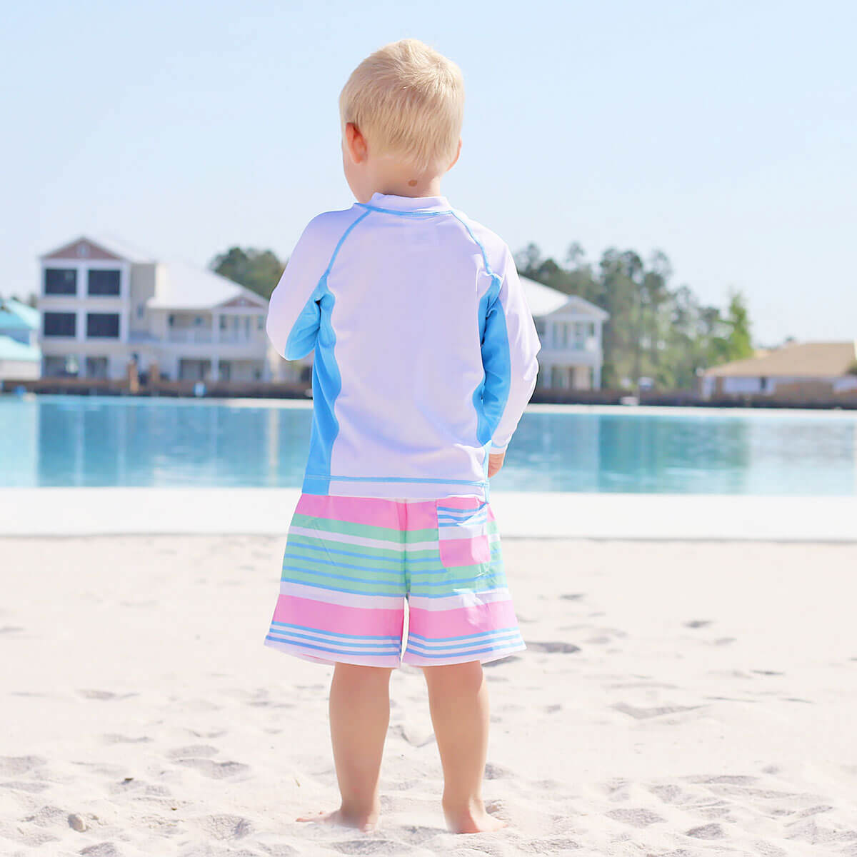 Long Sleeve Rash Guard White and Blue
