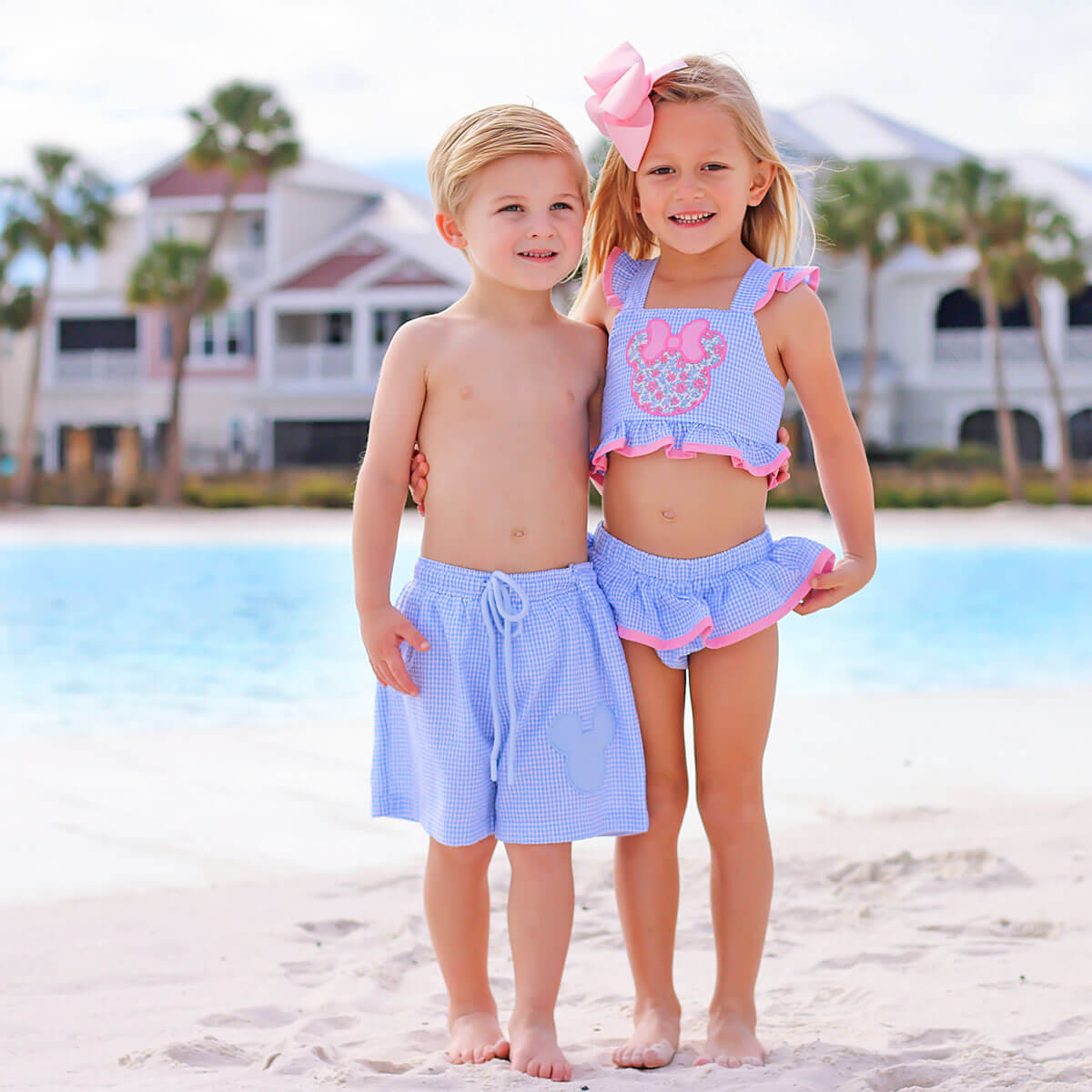 Mouse Ears Blue Gingham Swim Trunks