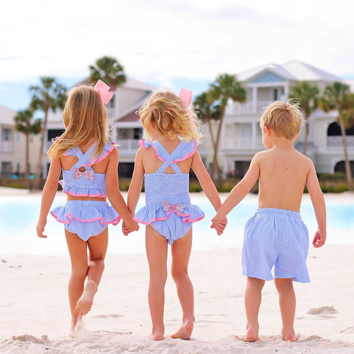 Mouse Ears Blue Gingham Swim Trunks