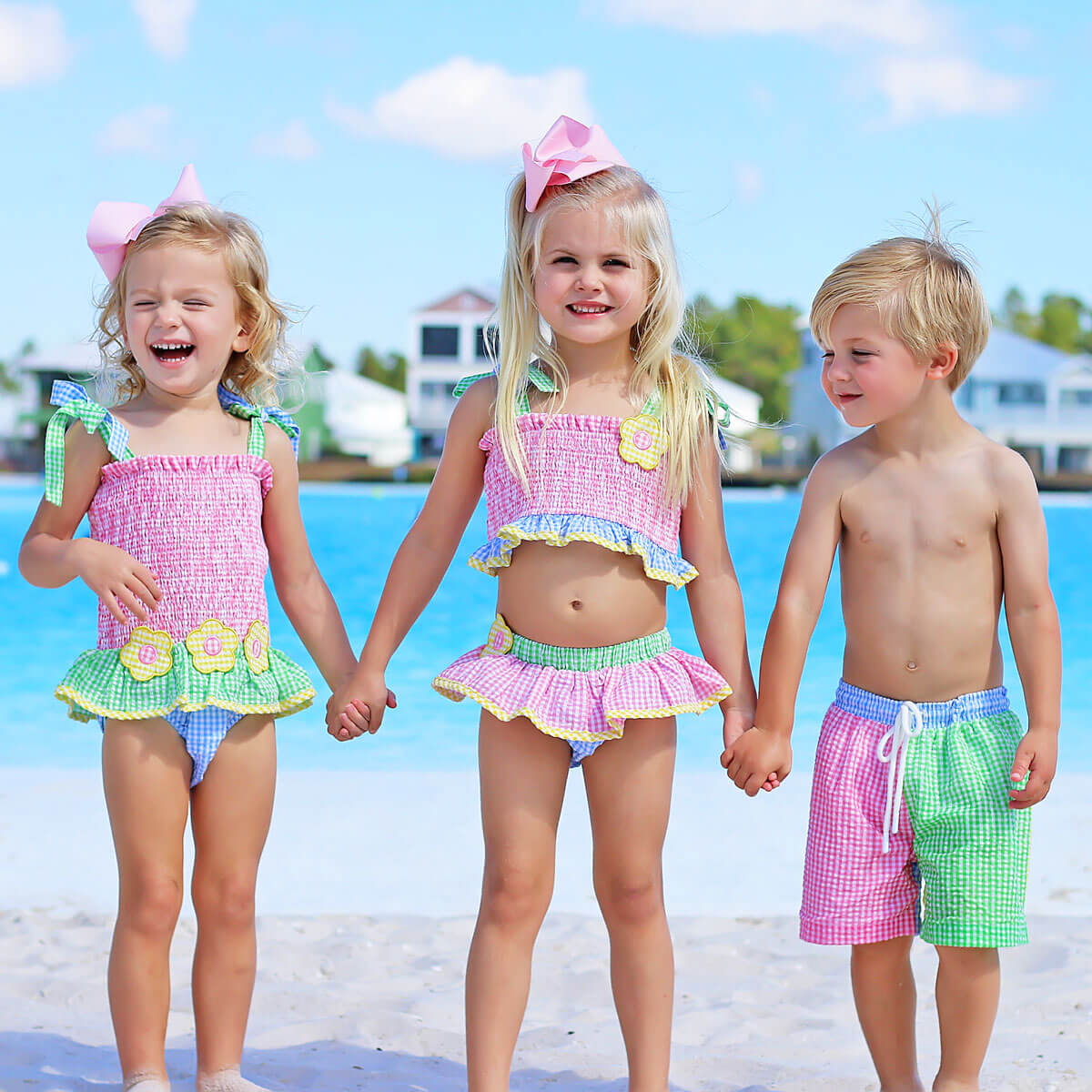 Multi Seersucker Daisy Two Piece Swimsuit