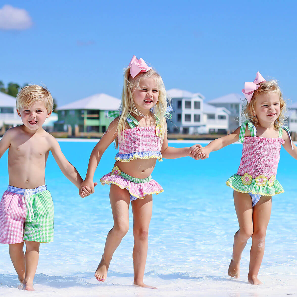 Multi Seersucker Daisy Swimsuit