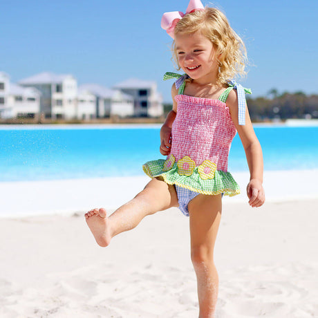 Multi Seersucker Daisy Swimsuit