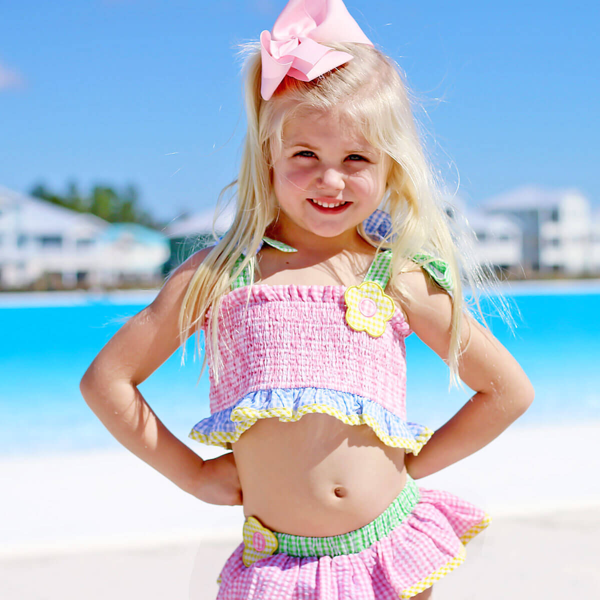 Multi Seersucker Daisy Two Piece Swimsuit