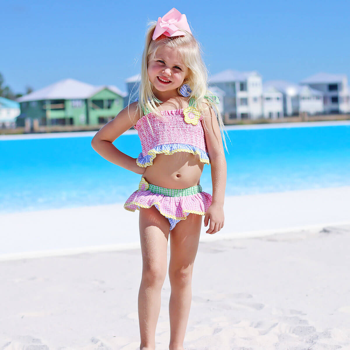 Multi Seersucker Daisy Two Piece Swimsuit