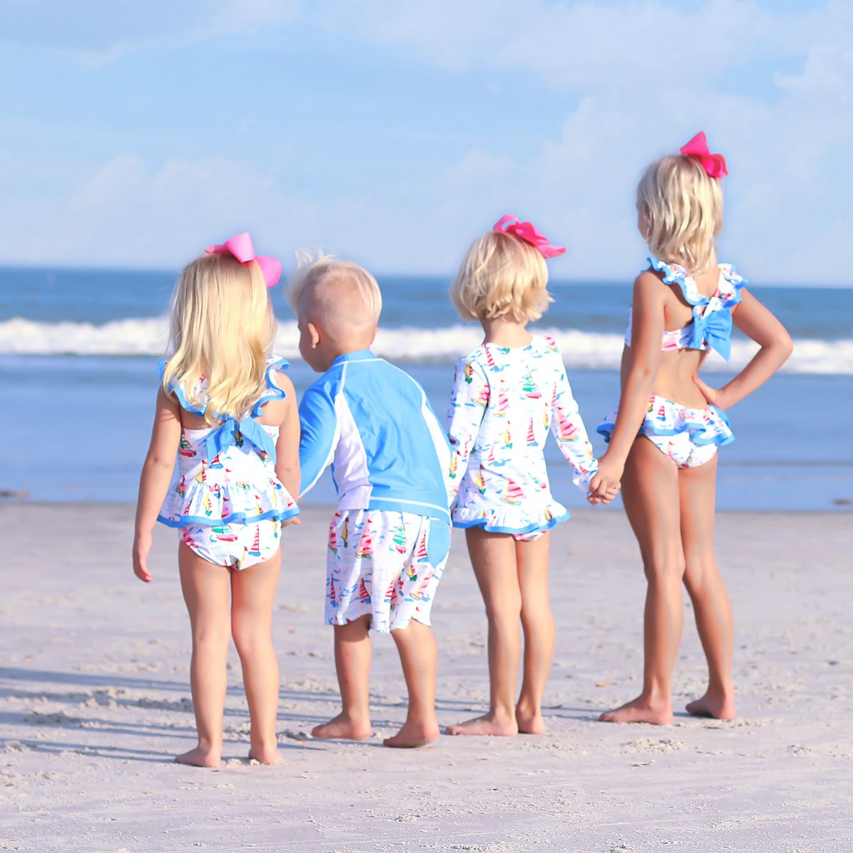 Watercolor Sailboat Rash Guard Set