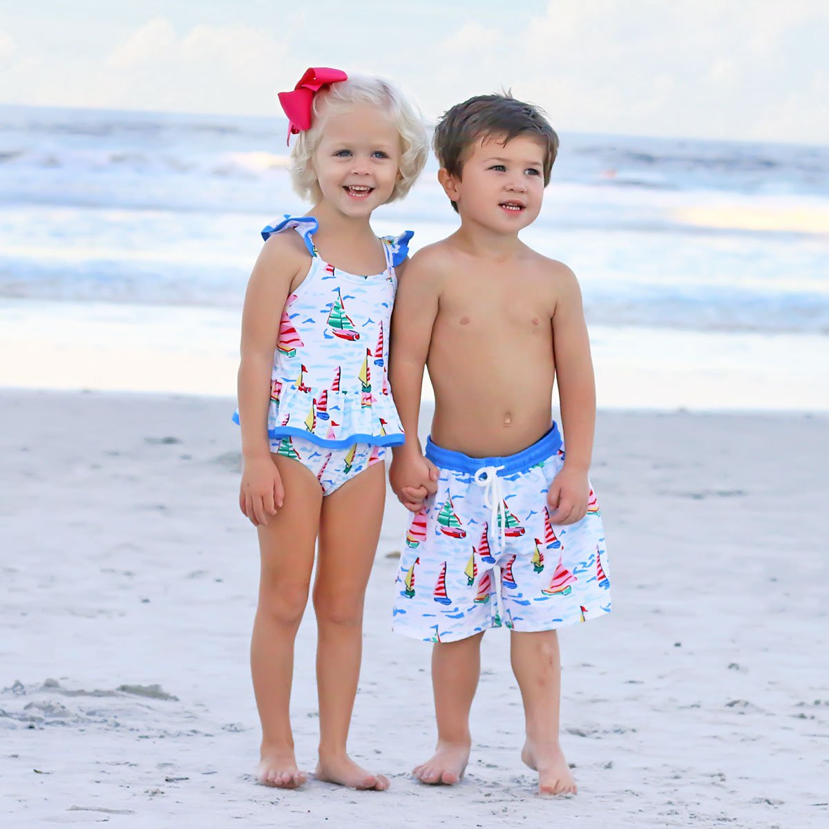 Watercolor Sailboat One Piece Swimsuit