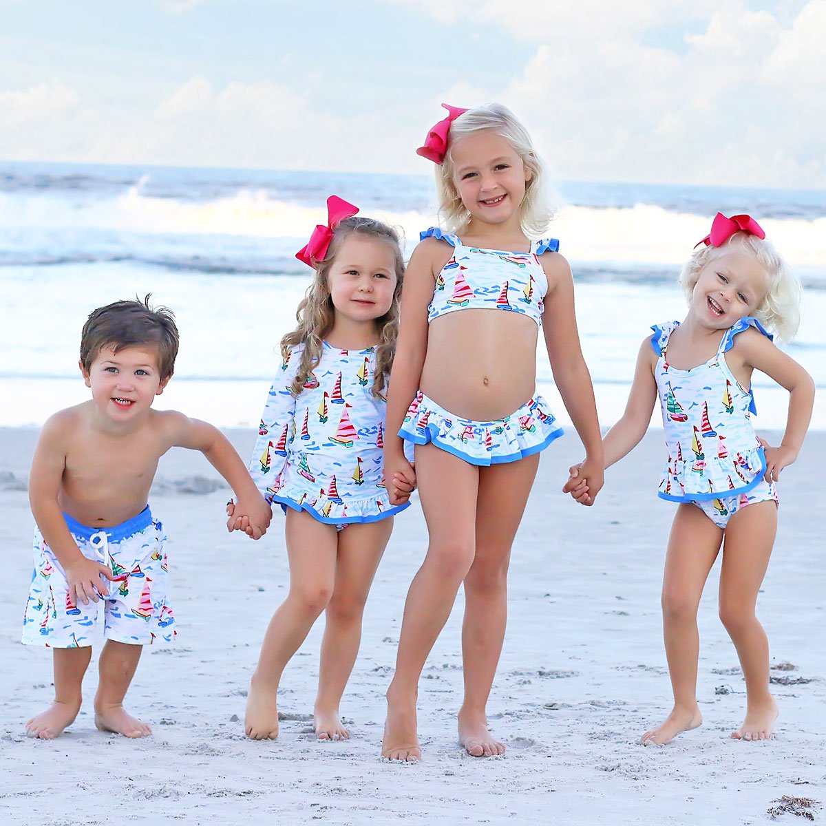 Watercolor Sailboat Two Piece Swimsuit