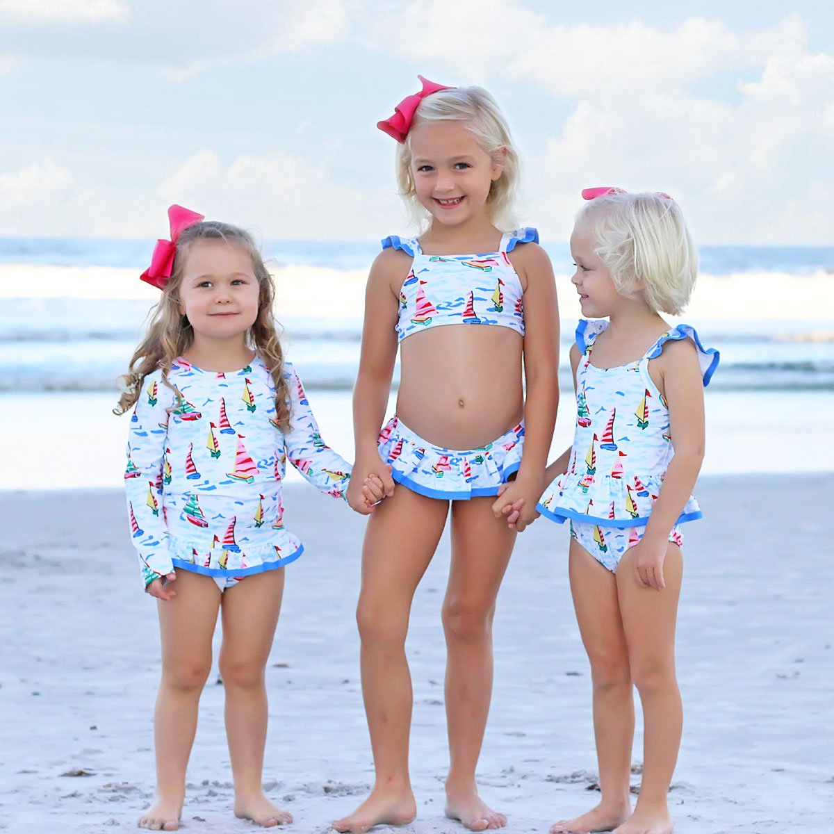 Watercolor Sailboat Rash Guard Set