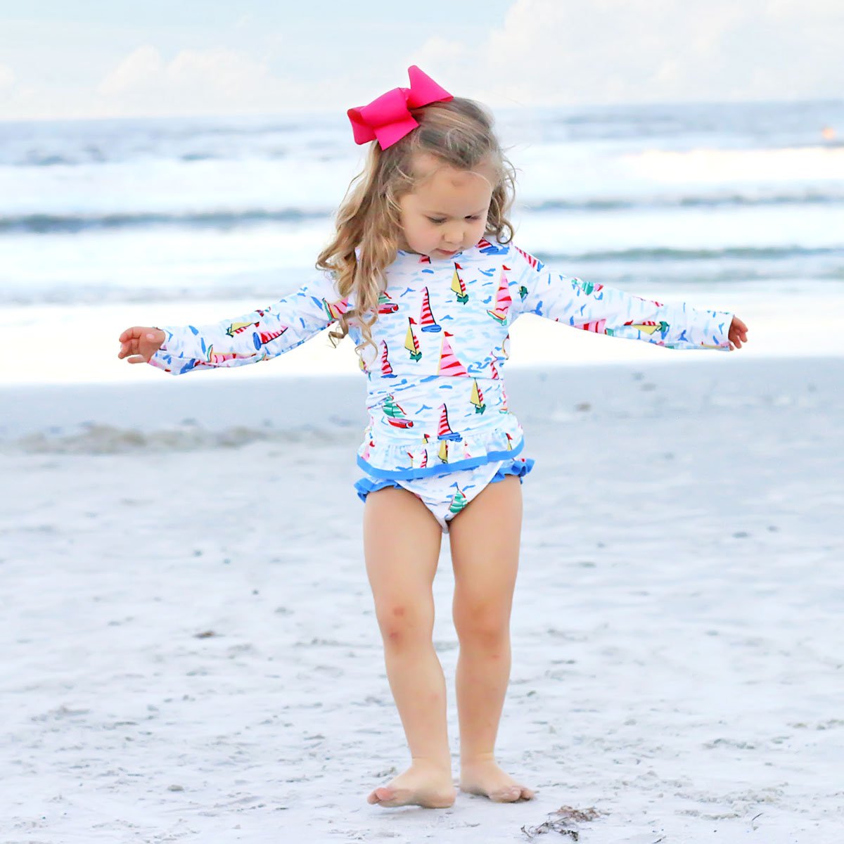 Watercolor Sailboat Rash Guard Set