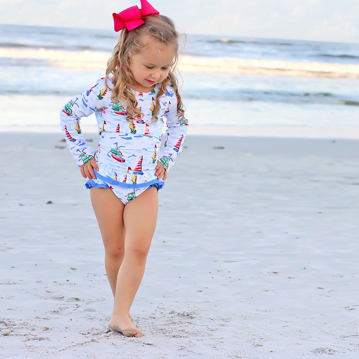 Watercolor Sailboat Rash Guard Set