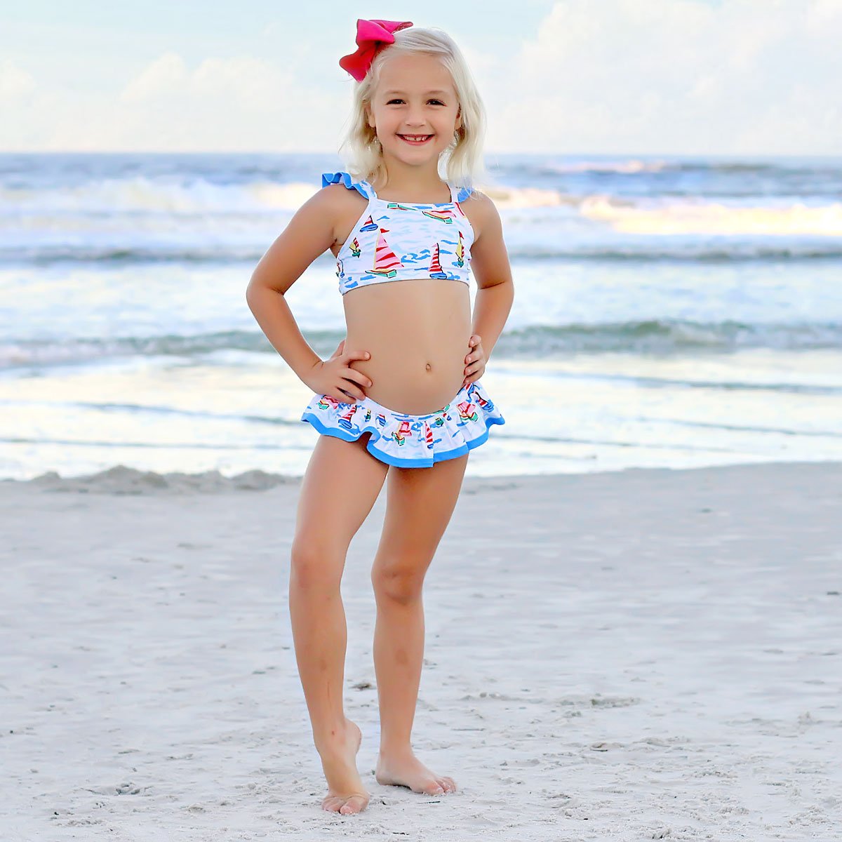 Watercolor Sailboat Two Piece Swimsuit