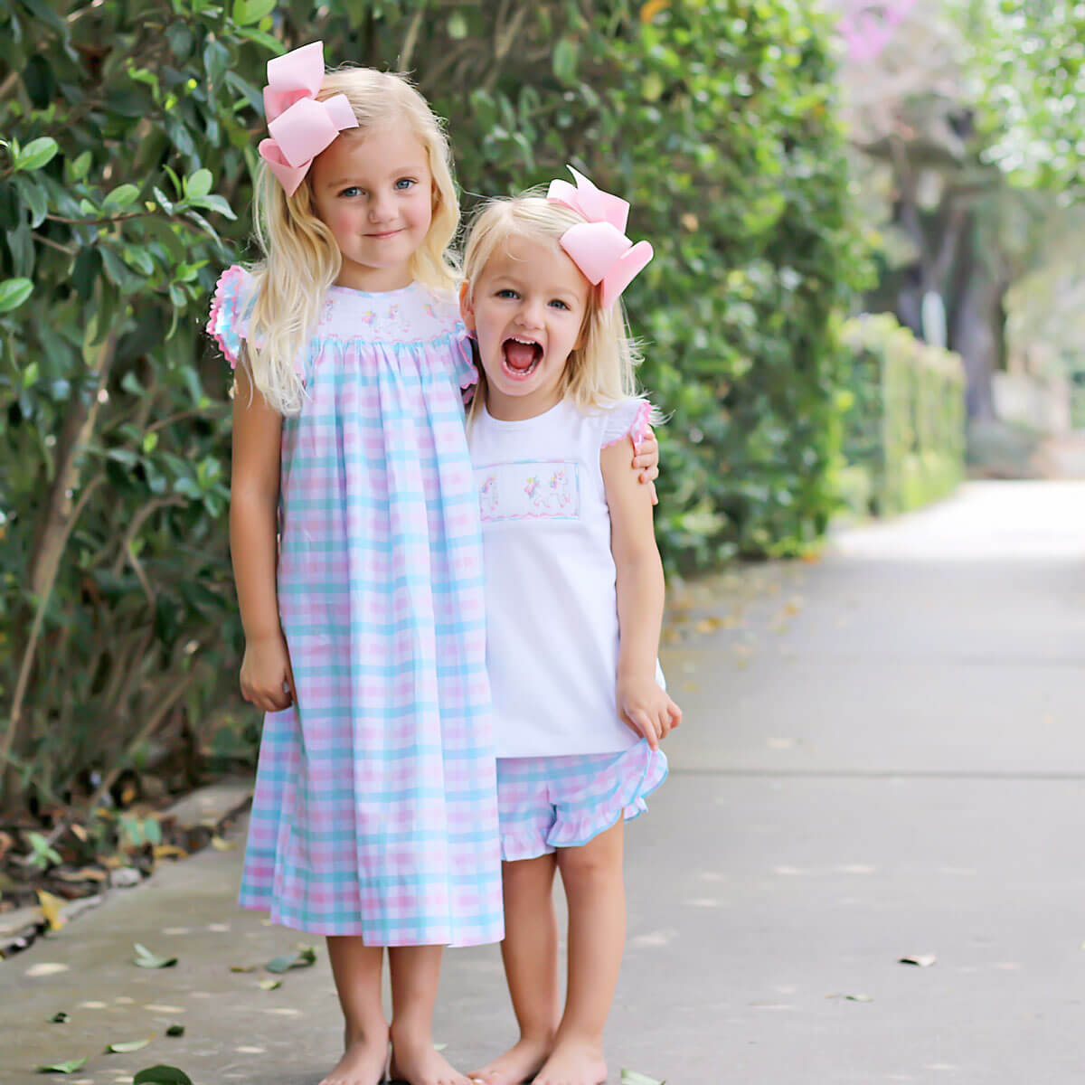 Unicorn Pink and Aqua Plaid Short Set