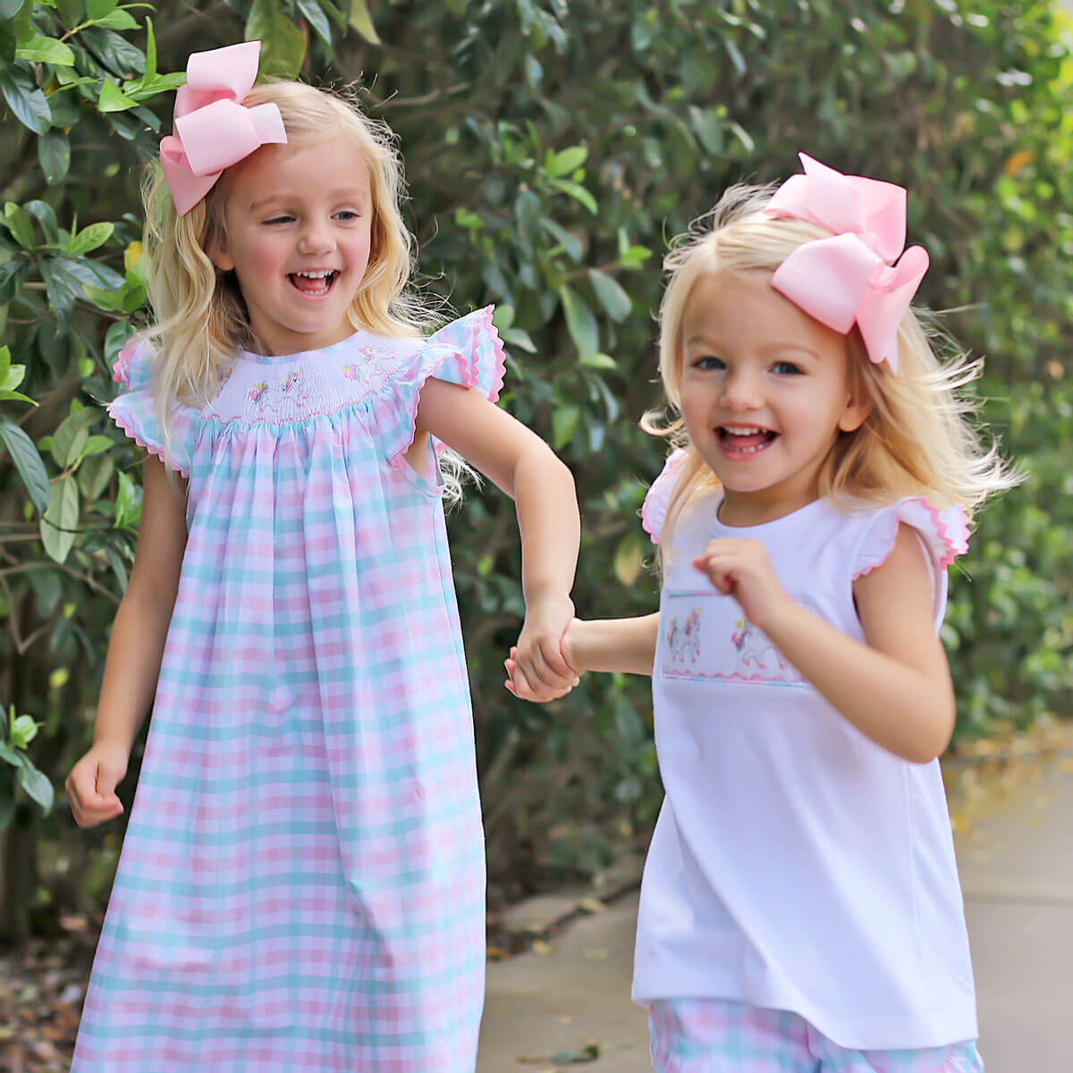 Unicorn Pink and Aqua Plaid Short Set