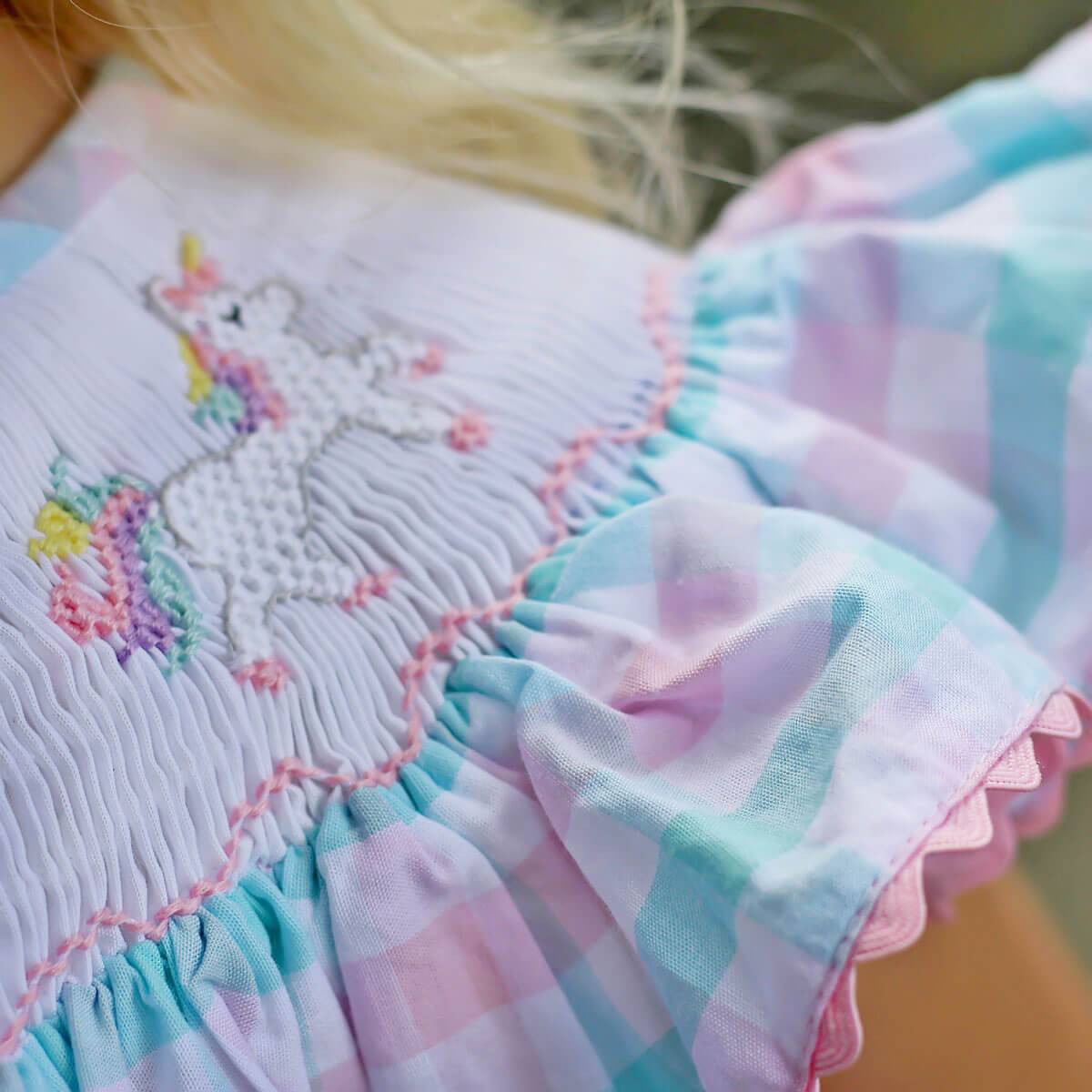 Unicorn Pink and Aqua Plaid Bubble