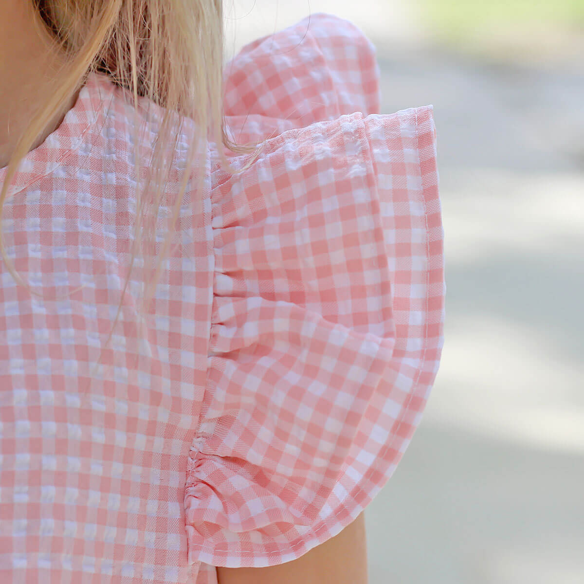 Peach Gingham Waterfall Dress