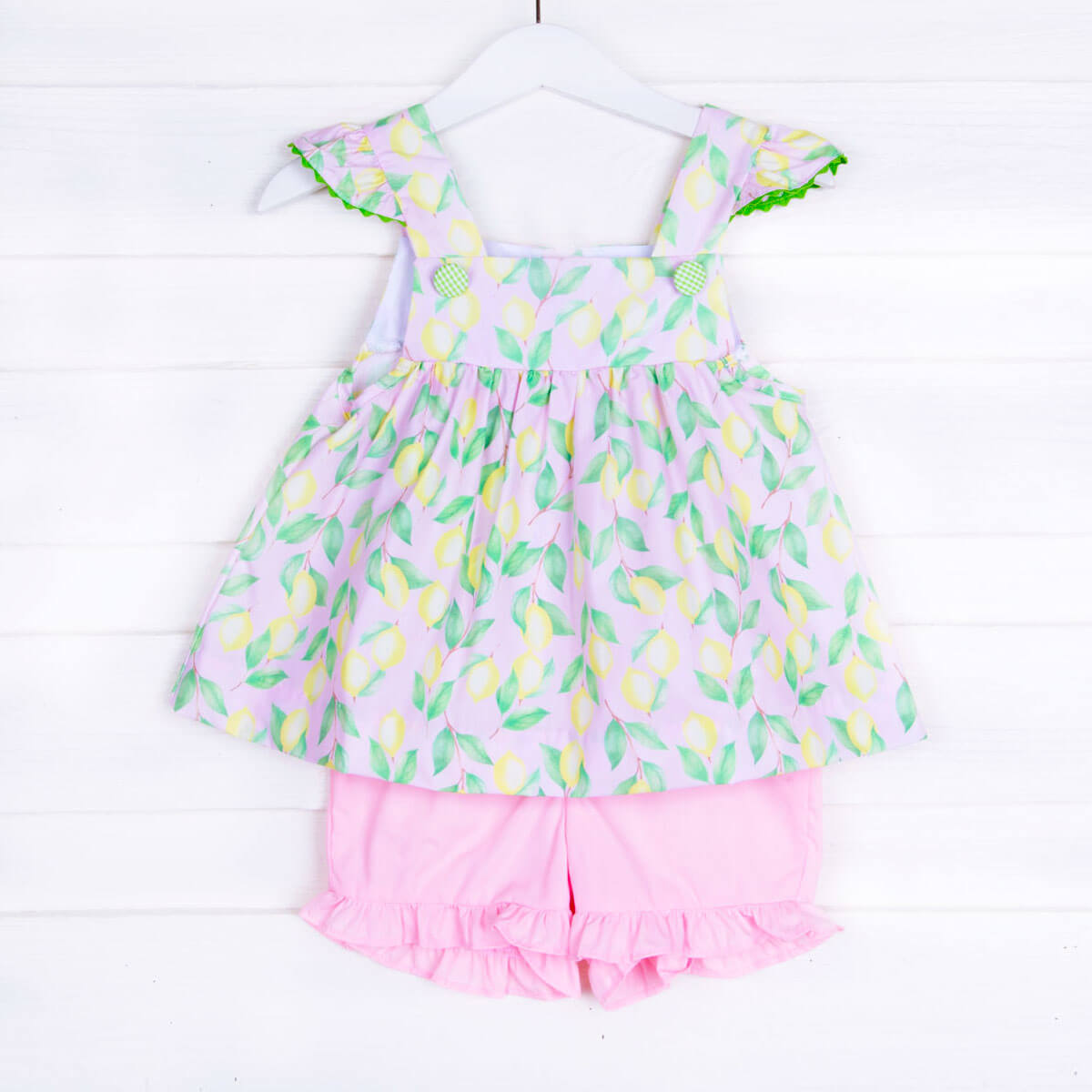 Lemon Print Flutter Sleeve Short Set