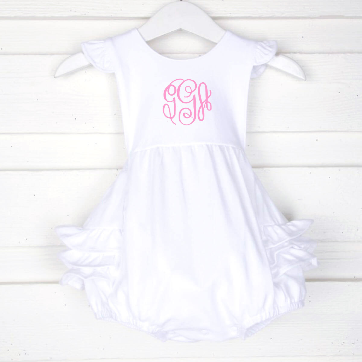 Solid White Knit Ruffle Bubble