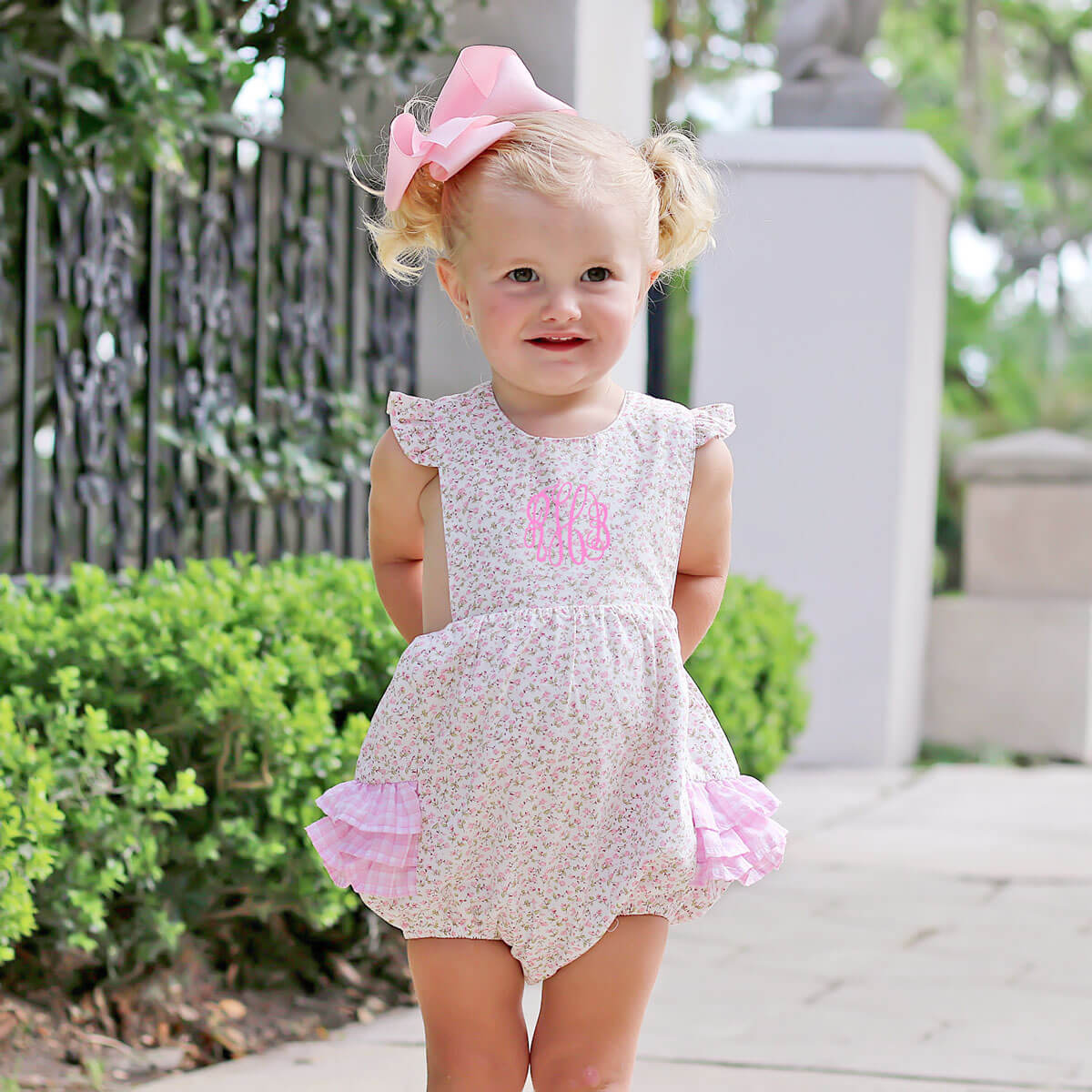 Sweet Rose Pink Floral Ruffle Bubble