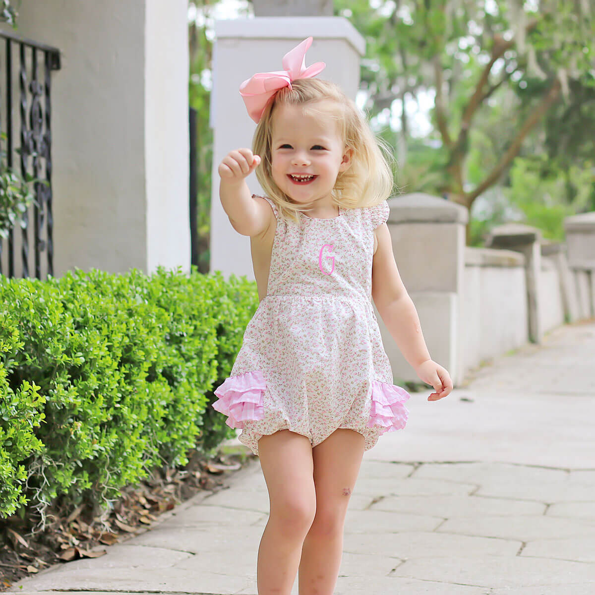 Sweet Rose Pink Floral Ruffle Bubble