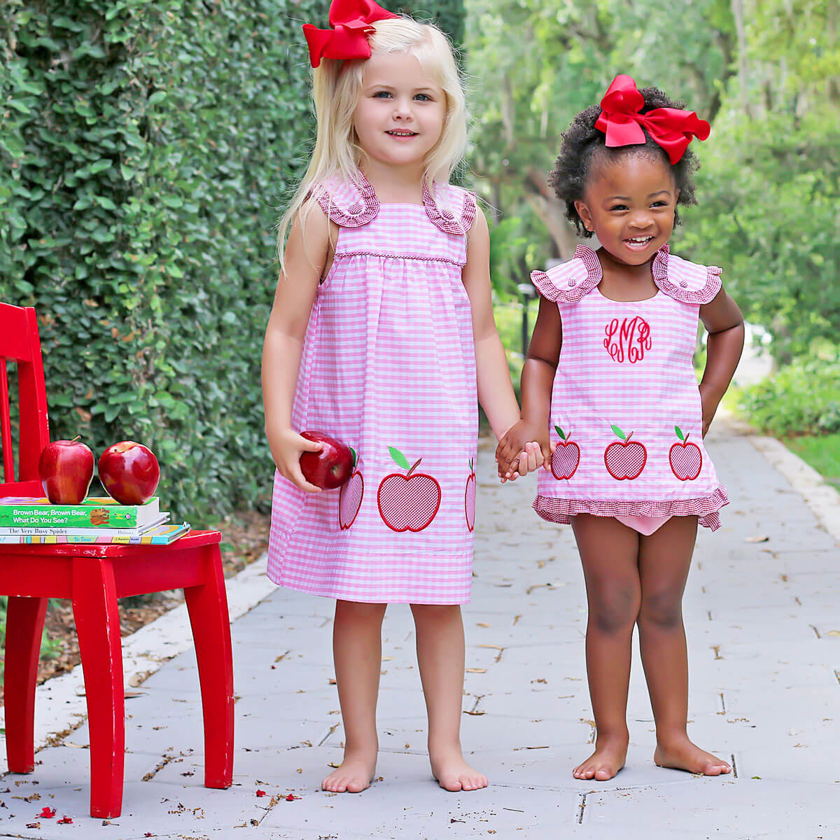 Apple Light Pink Gingham Popover Set