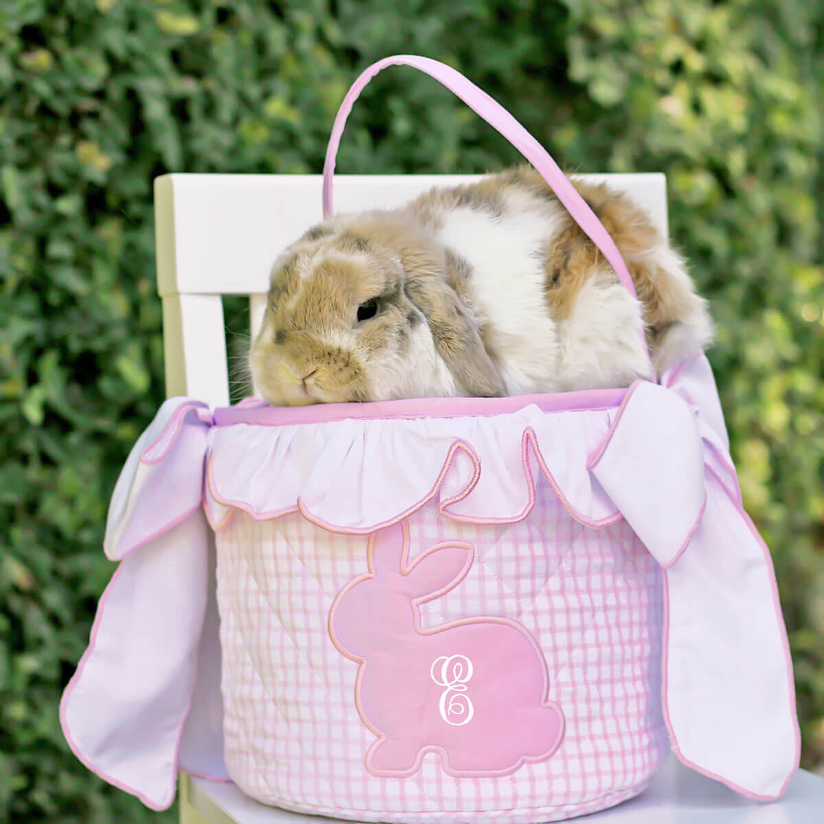 Pink Windowpane Bow Easter Basket