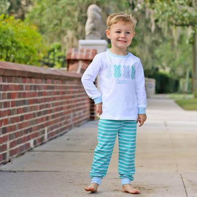Turquoise Stripe Peeps Pajamas