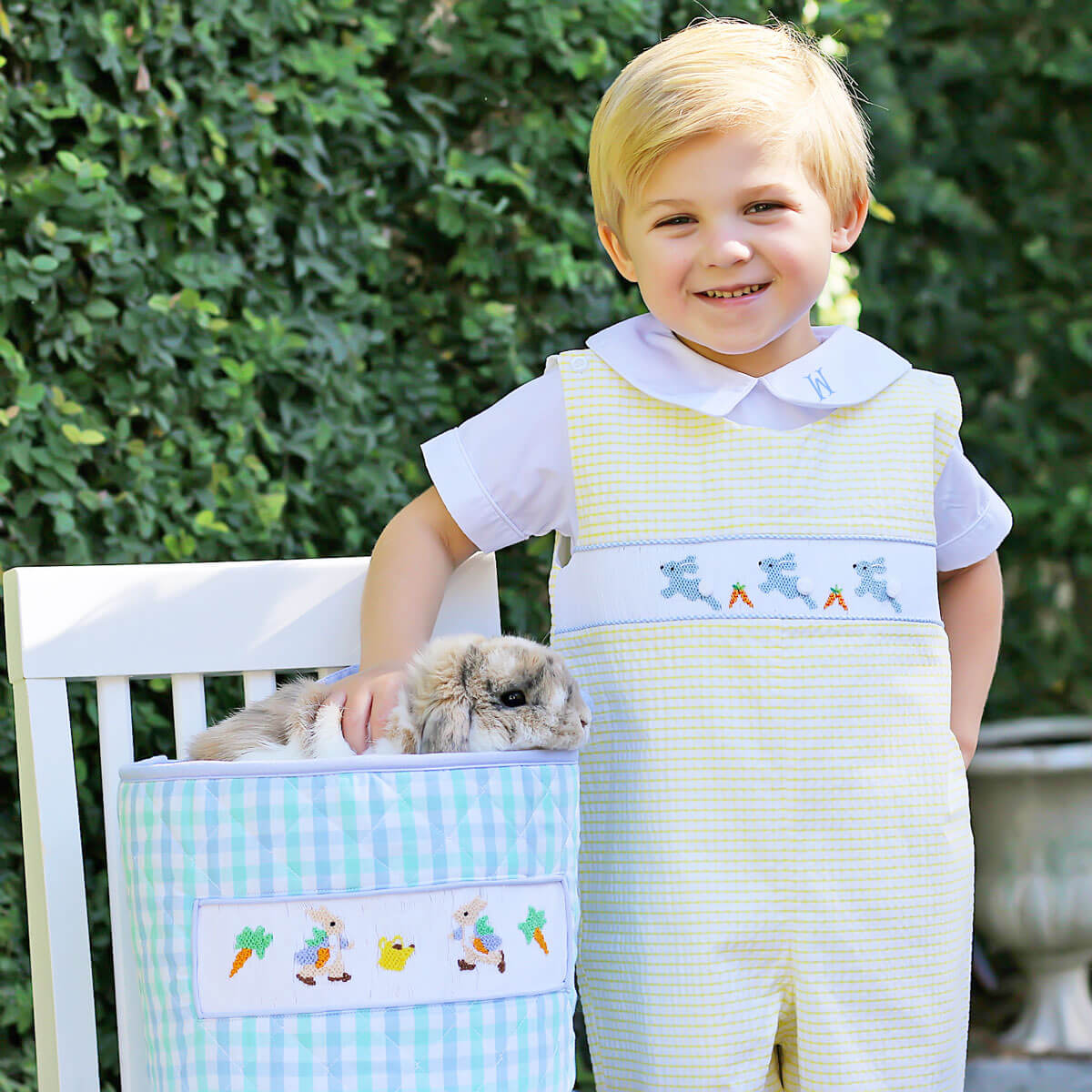 Hoppy Bunnies Yellow Smocked Jon Jon