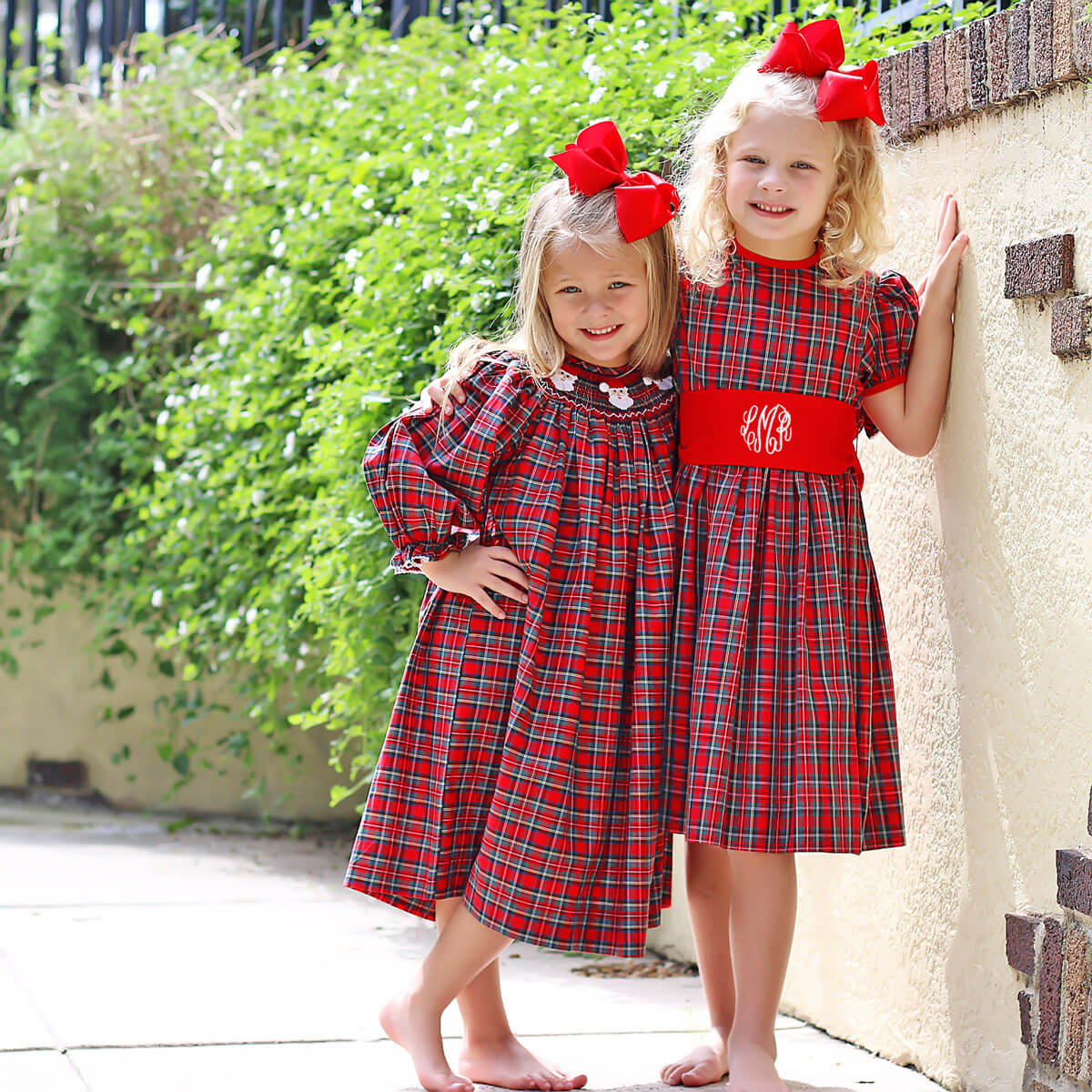 Smocked Santa Red Plaid Dress
