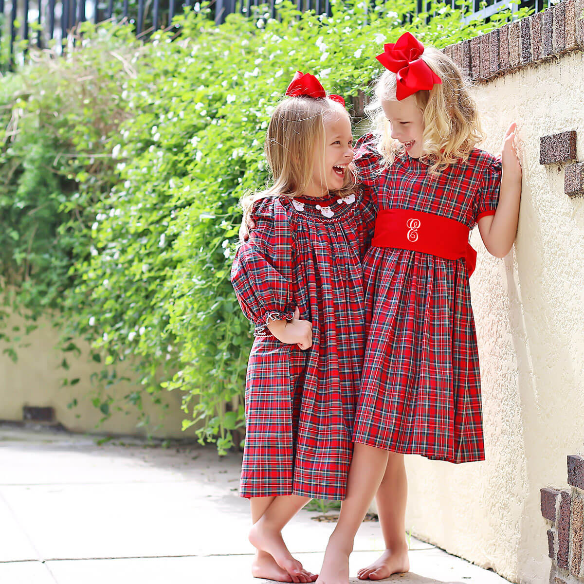Smocked Santa Red Plaid Dress