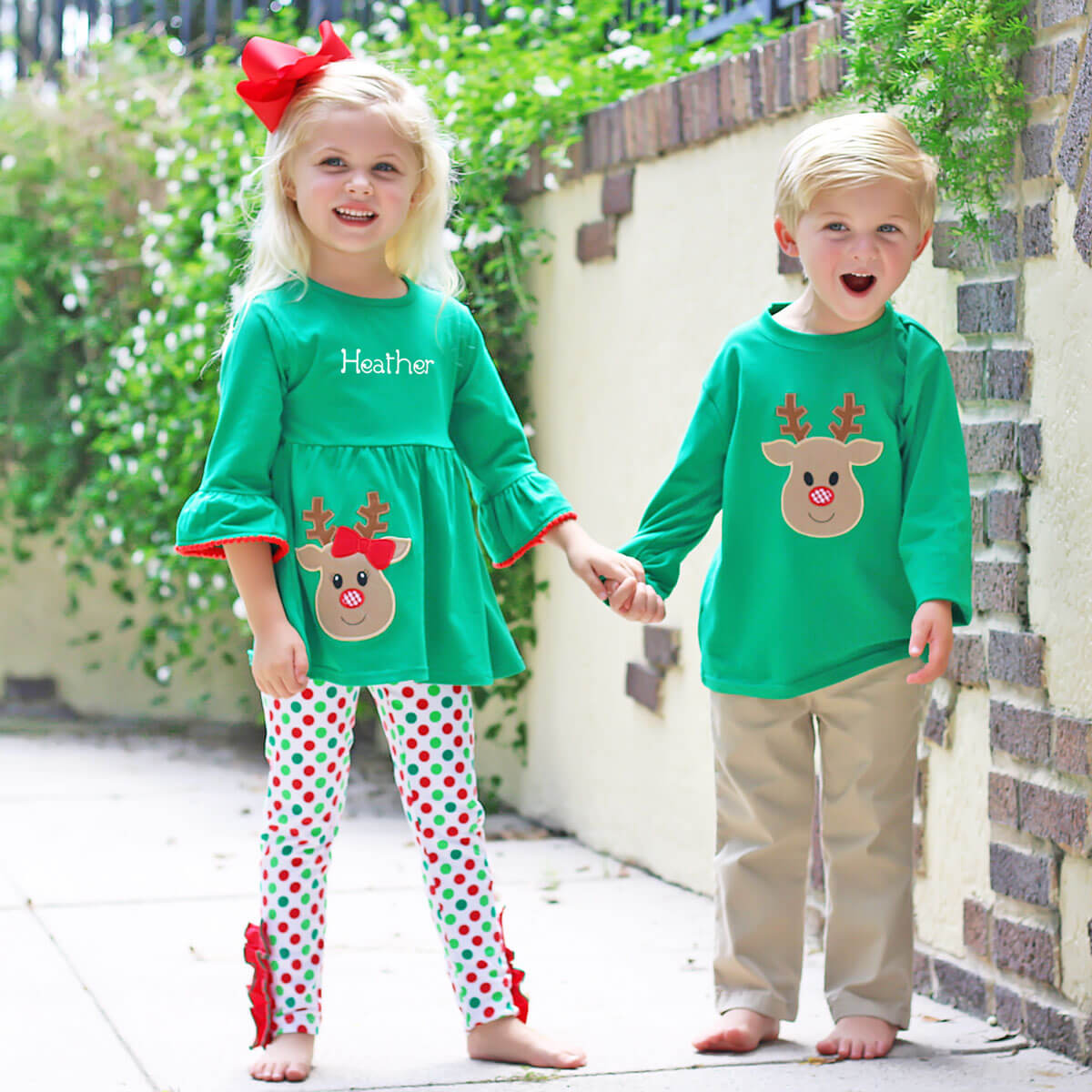 Oh Deer Green Long Sleeve Shirt