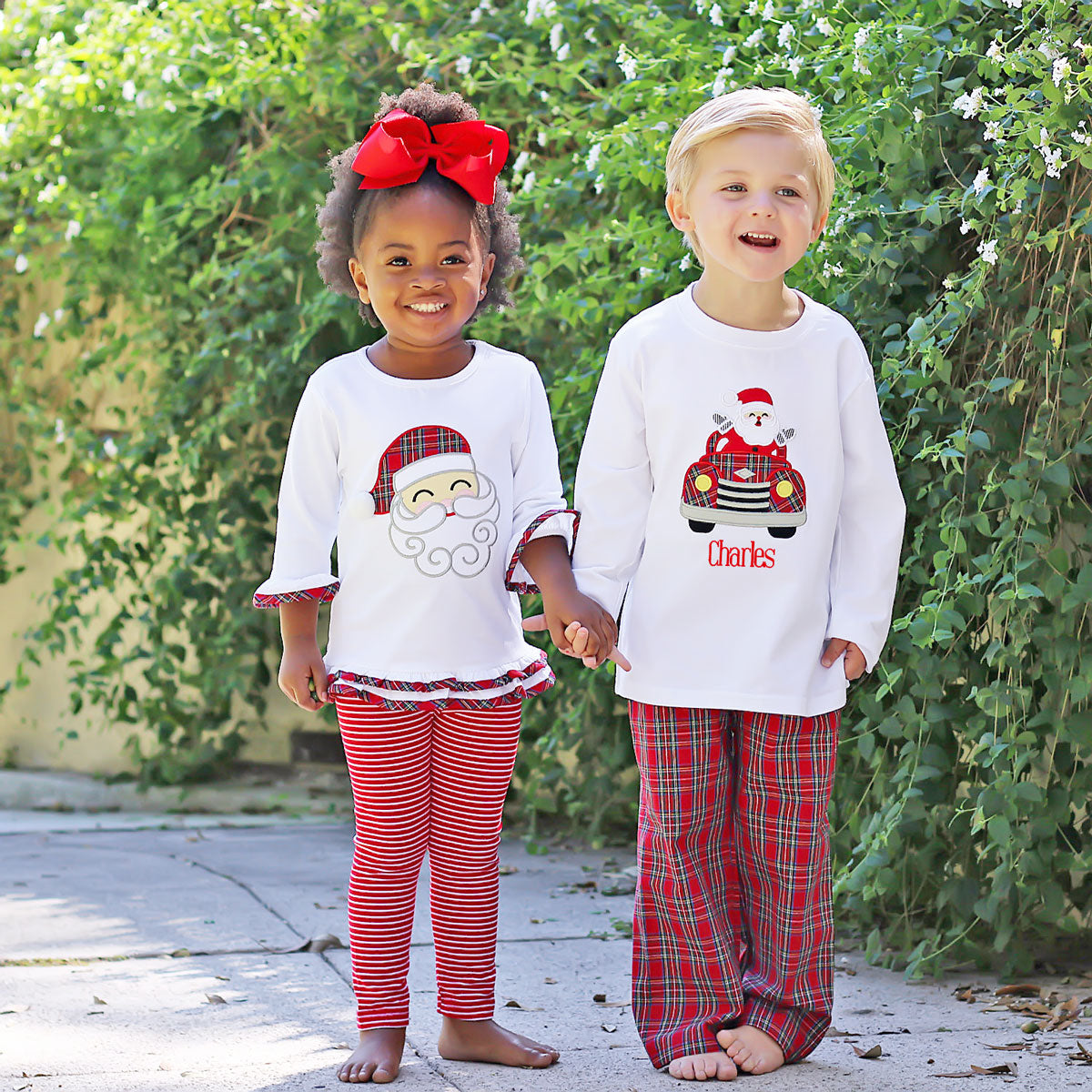 Red Plaid Happy Santa Legging Set