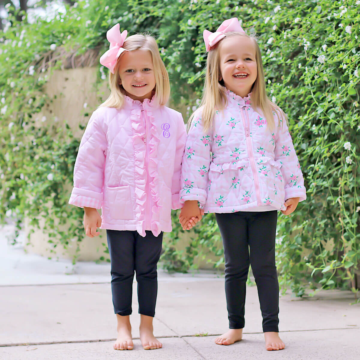 Pink Quilted Ruffle Coat