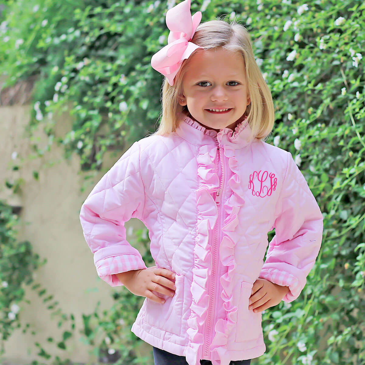 Pink Quilted Ruffle Coat