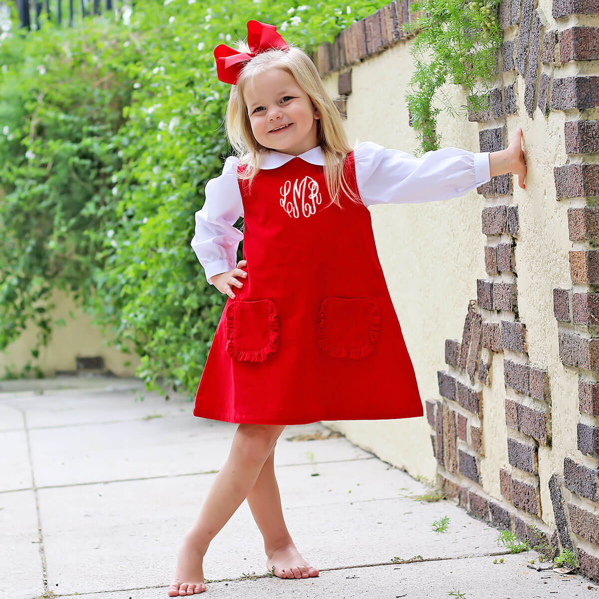 Red Corduroy Graycen Jumper Dress