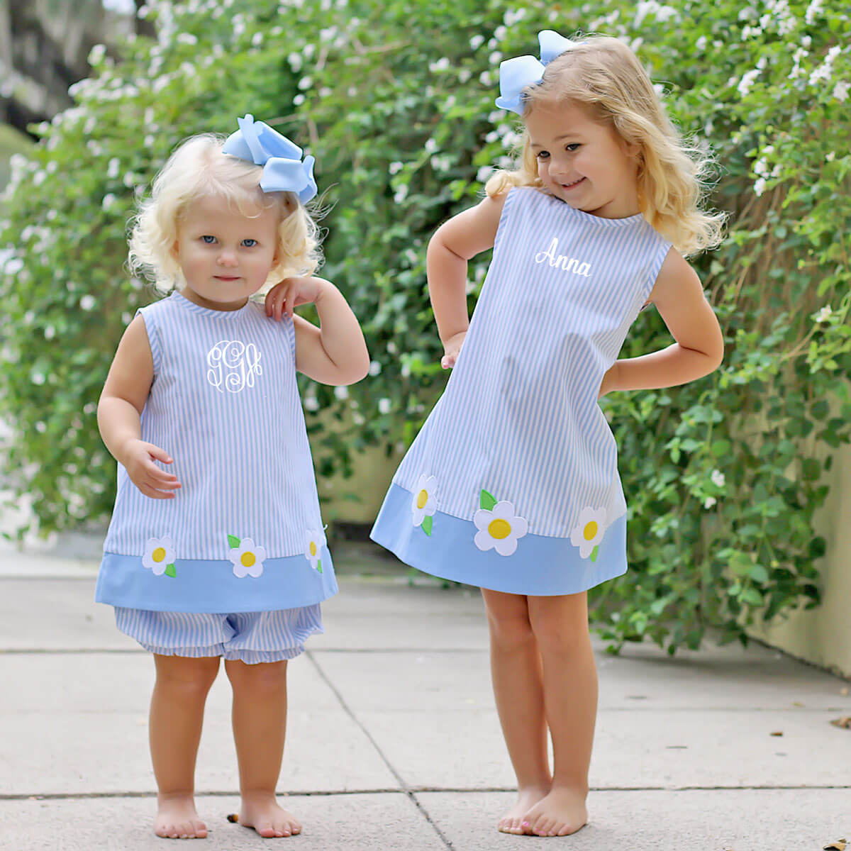 Blue Daisy Stripe Dress