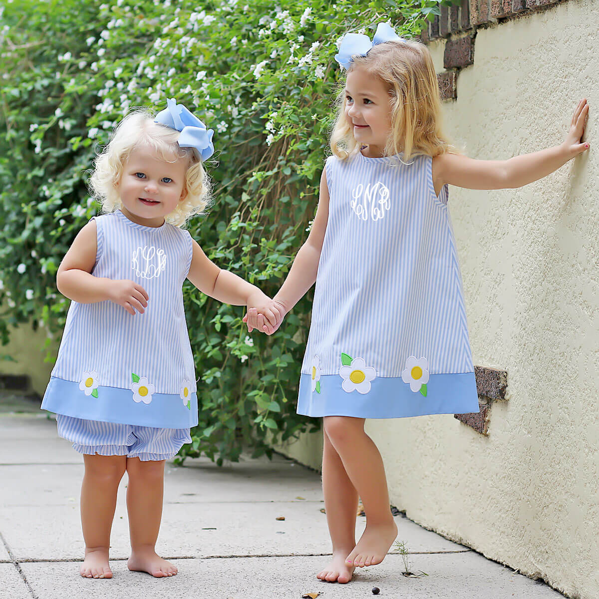 Blue Daisy Stripe Bloomer Set