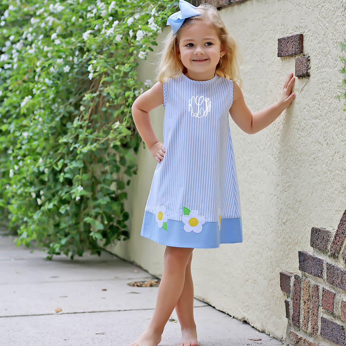 Blue Daisy Stripe Dress