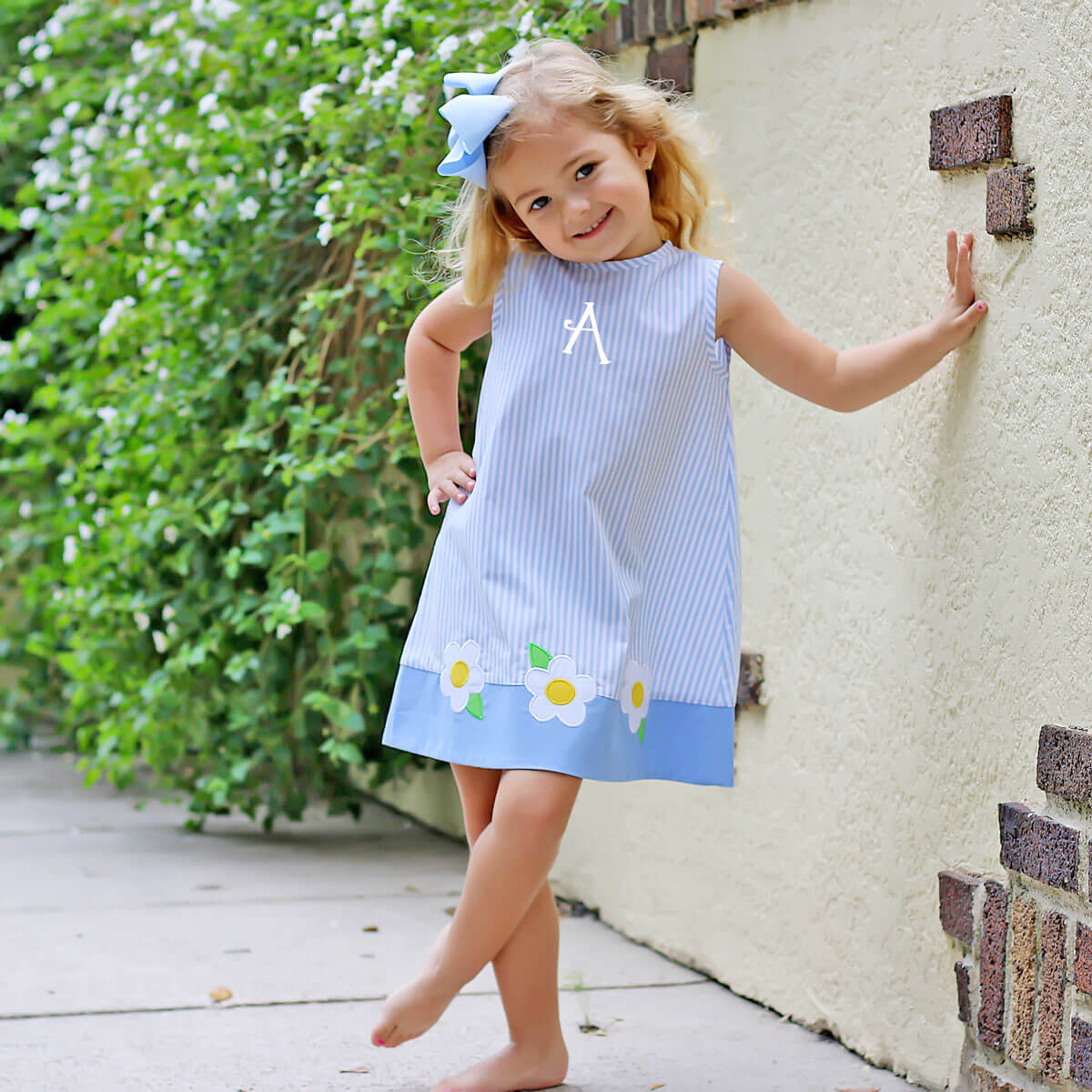 Blue Daisy Stripe Dress
