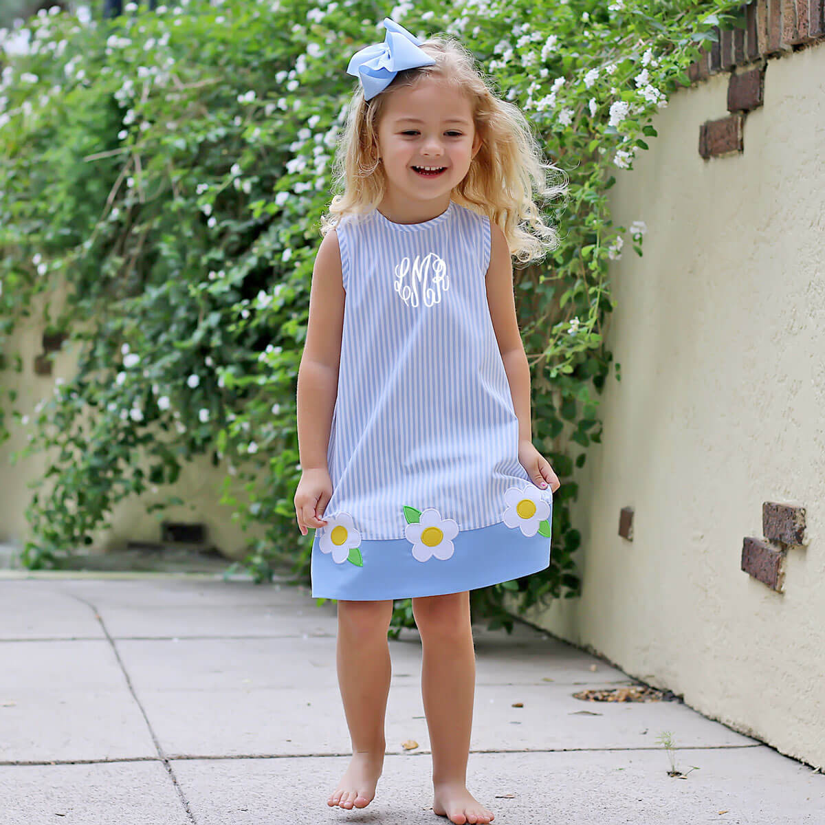 Blue Daisy Stripe Dress