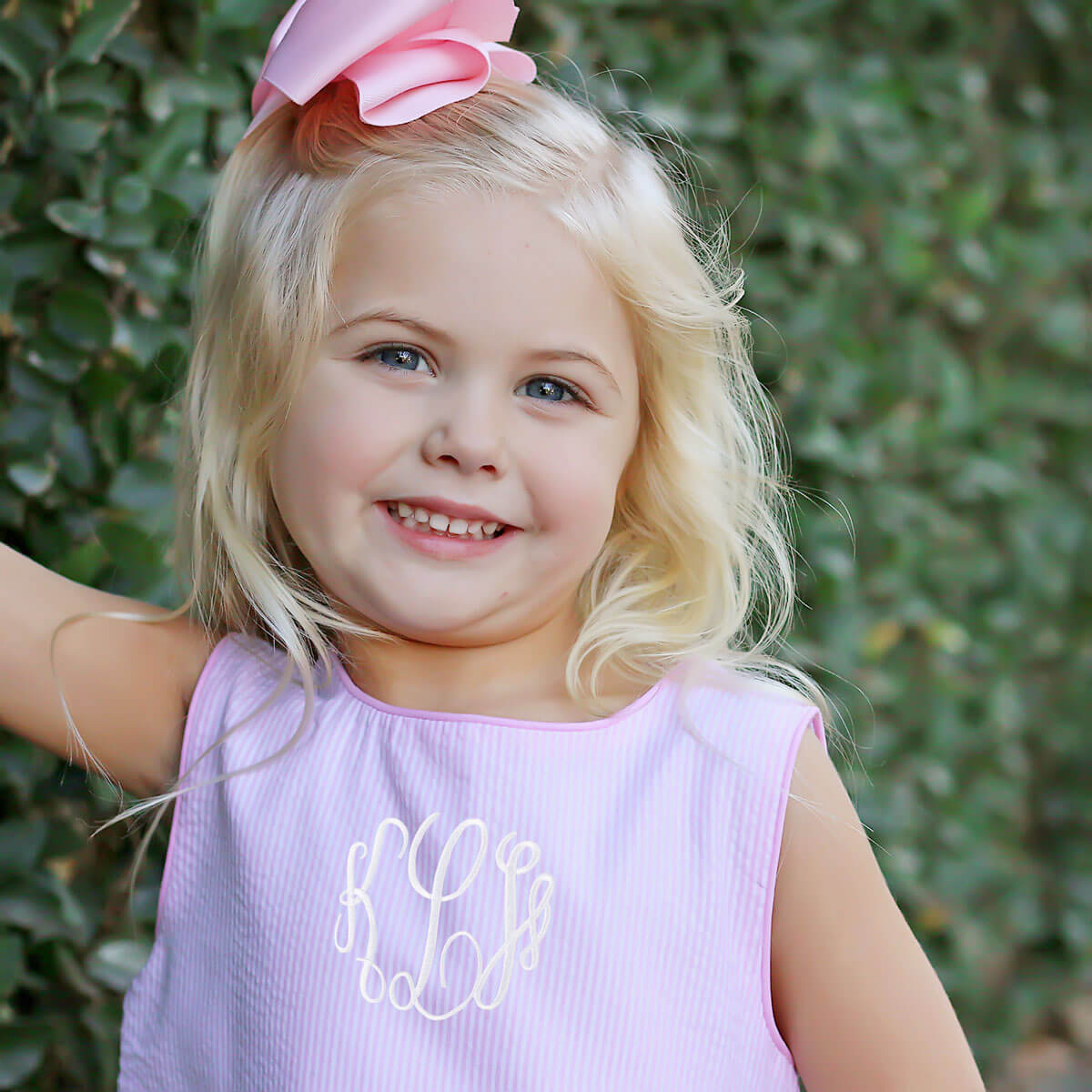 Flower Applique Pink Stripe Dress