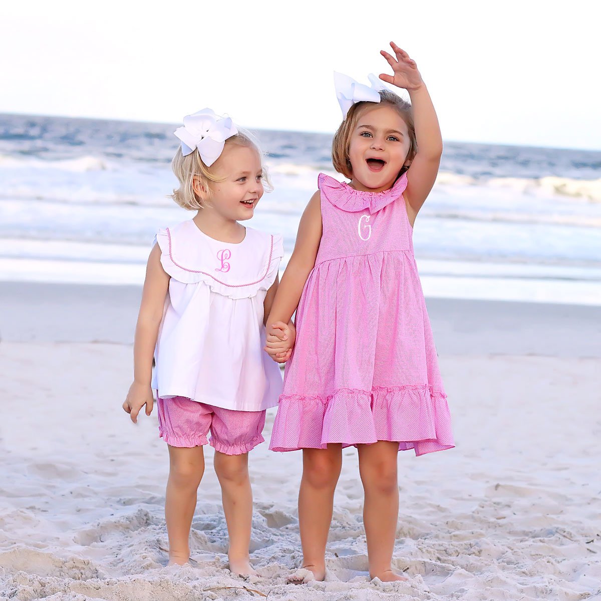 White and Pink Gingham Bloomer Set